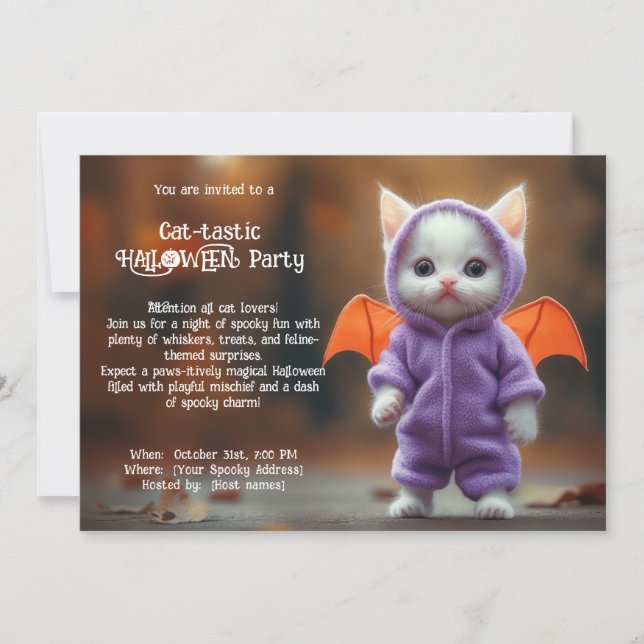 😺 Cat - Invitación a la fiesta de HALLOWEEN (Anverso)