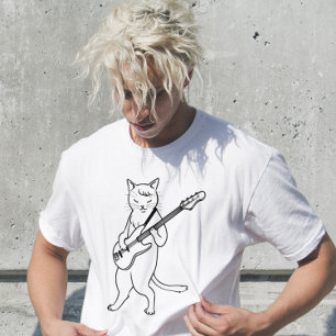 CAT JUGANDO CAMISETAS DE GUITARRA