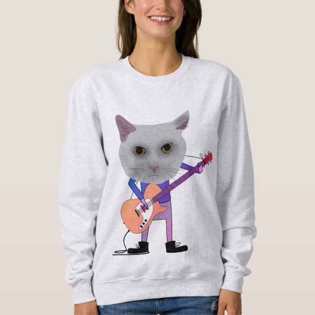 CAT JUGANDO Camisetas DE GUITARRA ELÉCTRICA (Anverso)