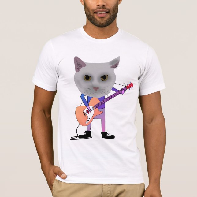 CAT JUGANDO Camisetas DE GUITARRA ELÉCTRICA (Anverso)