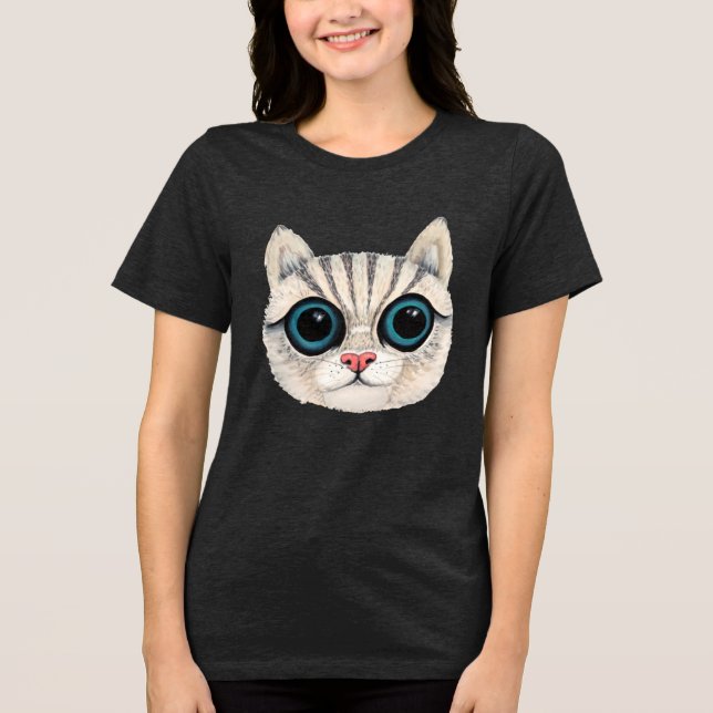 Cat Looking Ladies Womens Top Tee T-Shirt (Anverso)