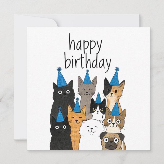 Cat Lover Cards - Cat Party Birthday Card (Anverso)