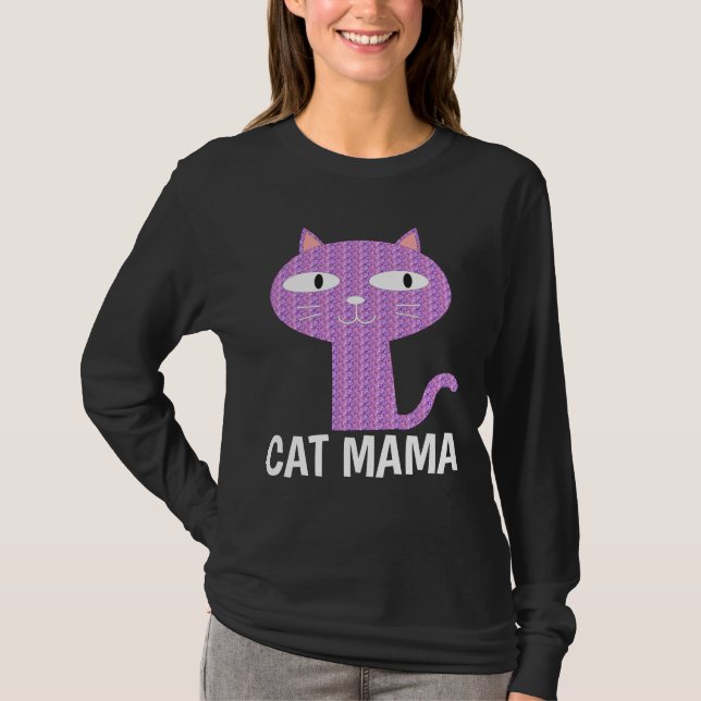 CAT MAMA (MOM) Camisetas de gato rosado (Anverso)