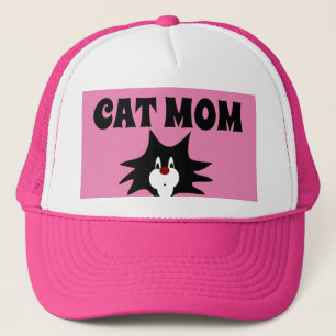 CAT MOM BALL CAPS TUXEDO CAT PINK GORRAS