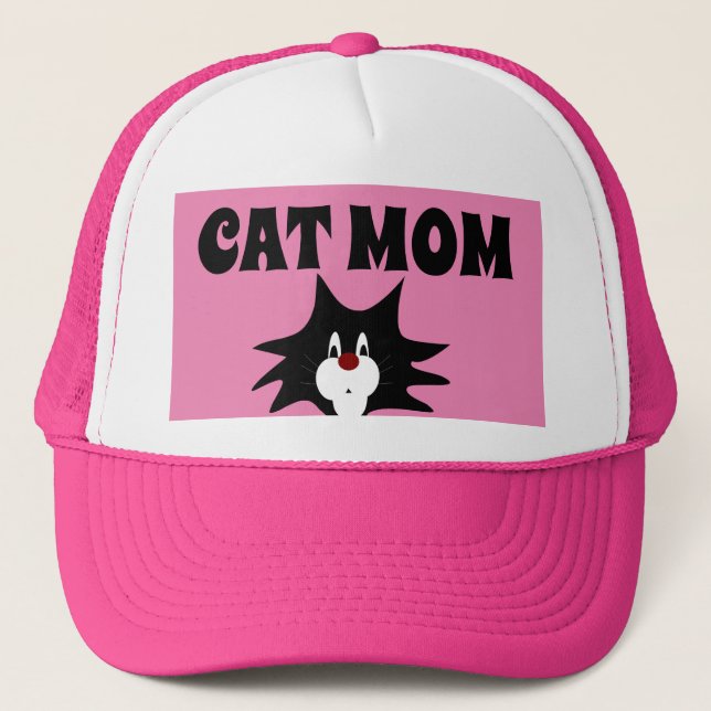 CAT MOM BALL CAPS TUXEDO CAT PINK GORRAS (Anverso)