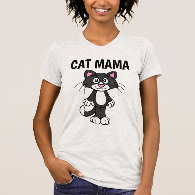 CAT MOM, (MAMA) Camisetas Graciosas Cute Cat (Anverso)