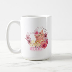 Cat Mom Mug - Copa De Café De Gatito Floral