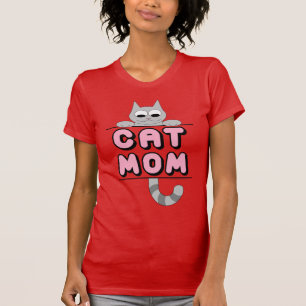 "CAT MOM" Personalizado sonriente Camiseta para ga