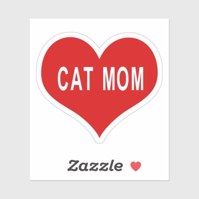 CAT MOM Red Love Heart Vinyl Pegatina (Hoja)