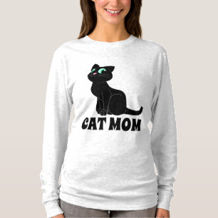 CAT MOM SONRIENDO CAMISETAS DE TELÉFONO NEGRO