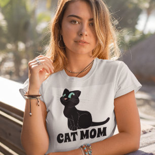 CAT MOM SONRIENDO CAMISETAS DE TELÉFONO NEGRO