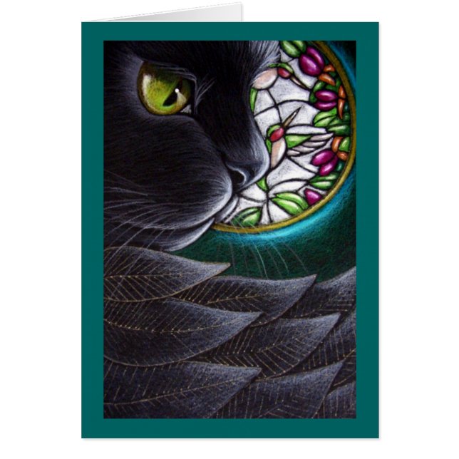 CAT NEGRO del ÁNGEL - tarjeta del VITRAL 4 (Frente)