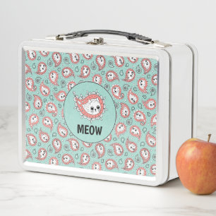 Cat Paisley - Coral and Mint