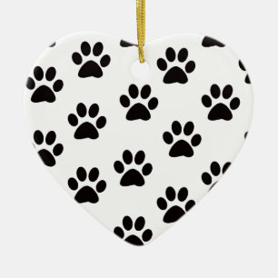 Cat Paw imprime el ornamento cardíaco