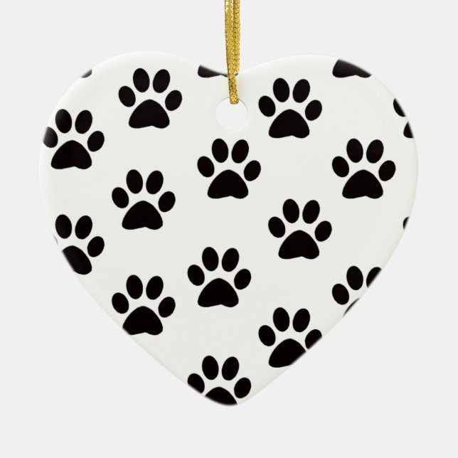 Cat Paw imprime el ornamento cardíaco (Frente)