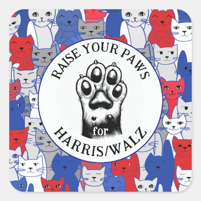 Cat Paw para Harris/Walz Pegatina de diseño (Anverso)