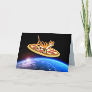 CAT PIZZA DE RUTA EN TARJETA DE CUMPLEAÑOS ESPACIA