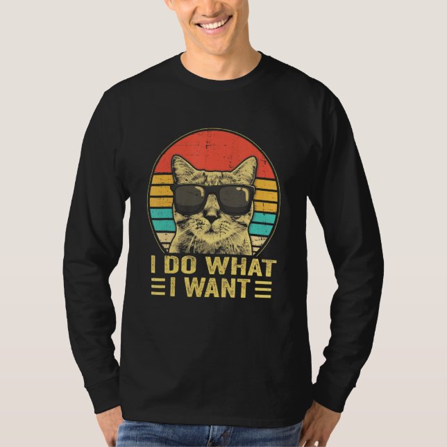 Cat Retro 80s 90s Camiseta Graciosa Gato Yo hago l (Anverso)