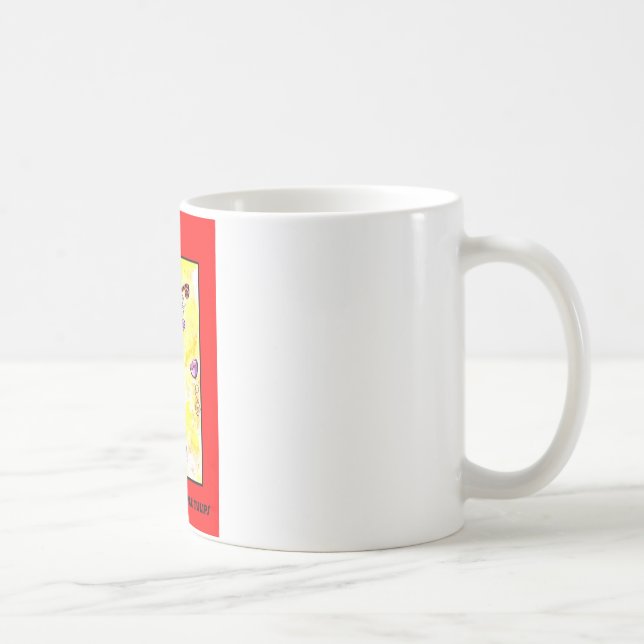 "CAT ROJO Y TULIPANES PÚRPURAS" 11 onzas. TAZA DE (Derecha)