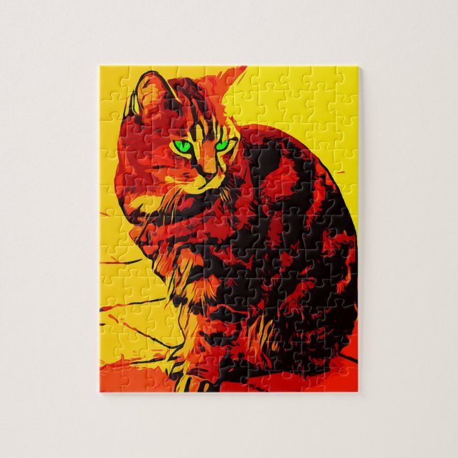 CAT TABBY WATERCOLOR JIGSAW rompecabezas (Vertical)
