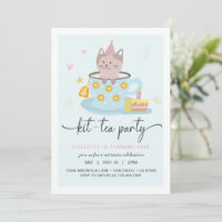 Cat Tea Fiesta | Invitación a una fiesta de té-Kit