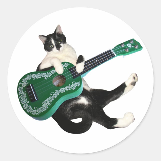 Cat Ukulele Pegatina (Anverso)