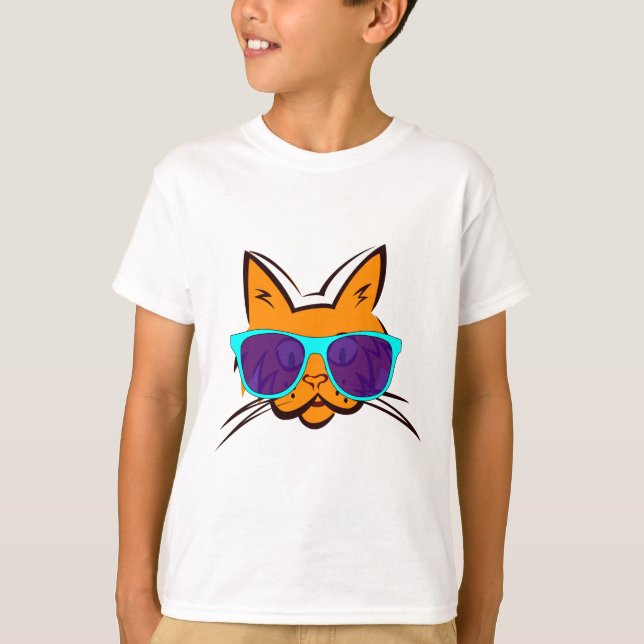 CAT usando gafas de sol graciosas camisetas para n (Anverso)