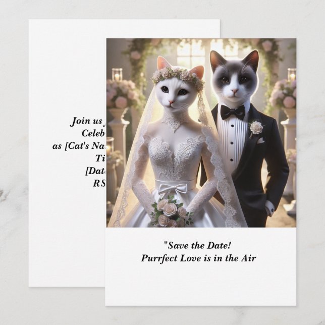 CAT WEDDING Guardar la invitación de fecha (Anverso / Reverso)