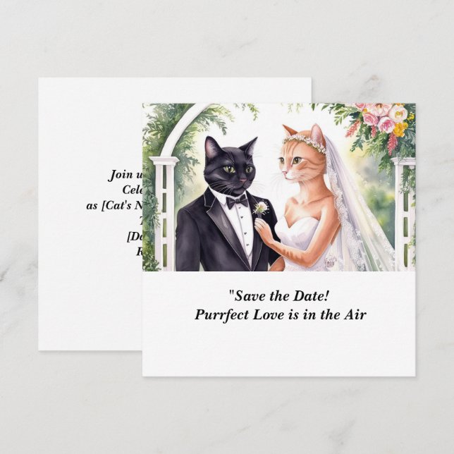 CAT WEDDING Guardar la invitación de fecha (Anverso / Reverso)