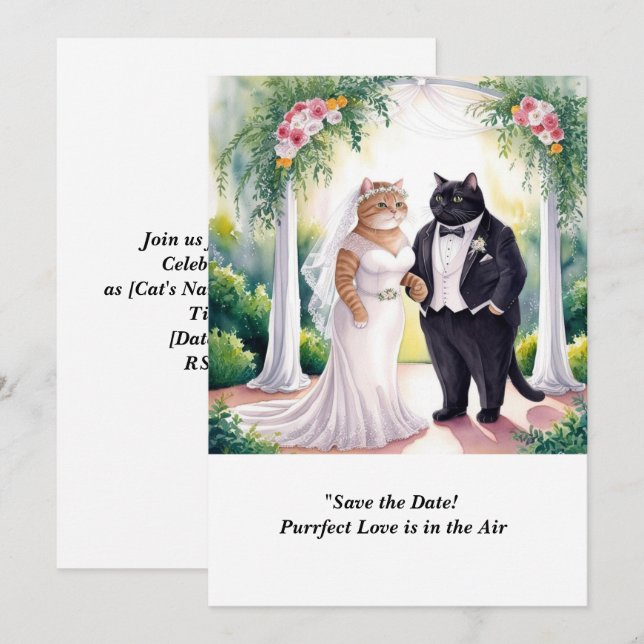 CAT WEDDING Guardar la invitación de fecha (Anverso / Reverso)
