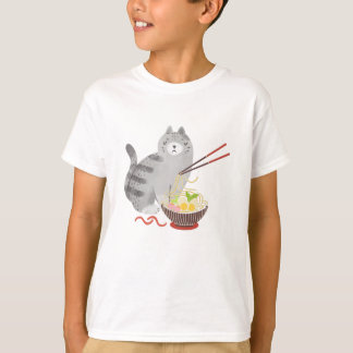 Cat y Ramen, camiseta del gato kawaii