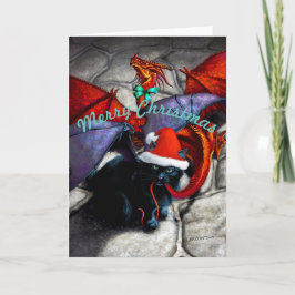 Catabat arrastrado en tarjeta de saludo de Navidad