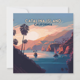 Catalina Island California Boats Sunset Retro