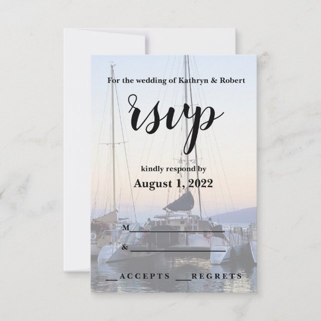 Catamarán en la boda del puerto de Lahaina RSVP (Anverso)