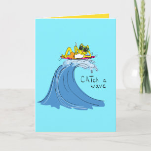 Catar una Wave Surfing Cat Graciosa Tarjeta de fel