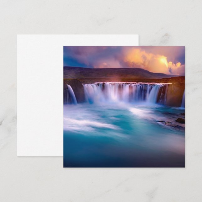 Catarata Goðafoss  Tarjeta plana Islandia (Anverso / Reverso)