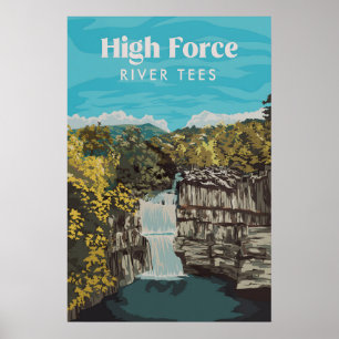 Catarata High Force Río Tees Póster de viaje