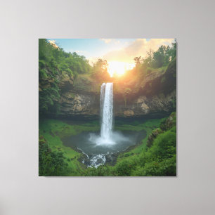 Cataratas doradas en el Dusk - Tranquilo arte en l