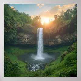 Cataratas doradas en el Dusk - Tranquilo arte en l