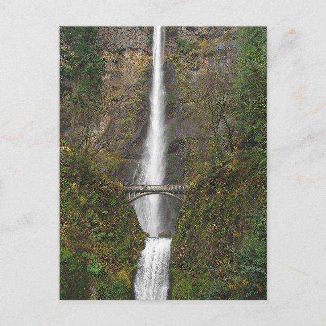 Cataratas Multnomah y la postal Benson Footbridge (Anverso)