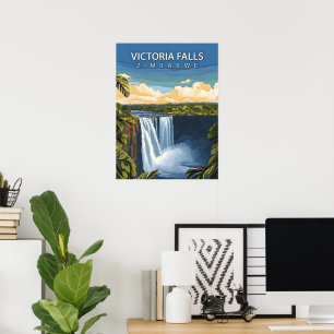 Cataratas Victoria - Póster de viaje retro de Zimb