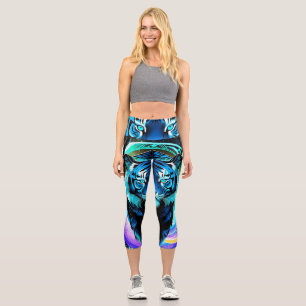 Catcher de Wolf Dream Electric Blue Capri Leggings