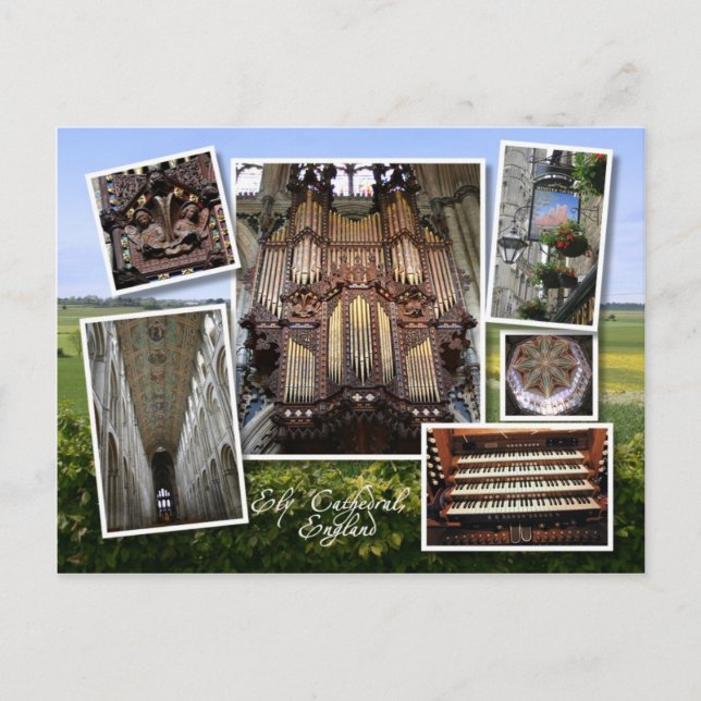 Catedral de Ely, postal del Reino Unido (Anverso)