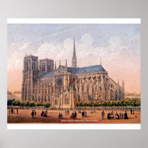 Catedral de Notre Dame impresión de 1870, París Fr
