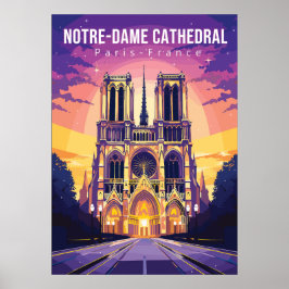Catedral de Notre-Dame, poster de arte de viajes