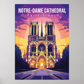 Catedral de Notre-Dame, poster de arte de viajes