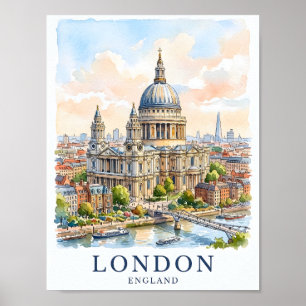 Catedral de San Pablo Londres Acuarela Arte de Via