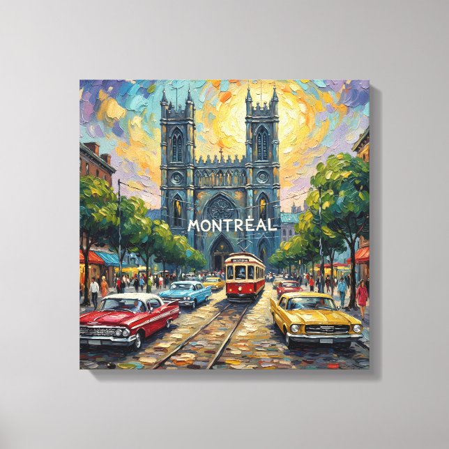 Catedral de Tramway Gótico de Montreal Lienzo (Anverso)