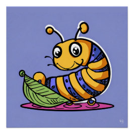 Caterpillar En Un Poster De Glosas De Hojas