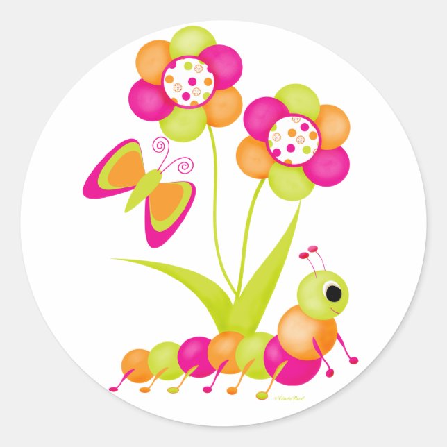 Caterpiller a un Pegatina de mariposa (Anverso)